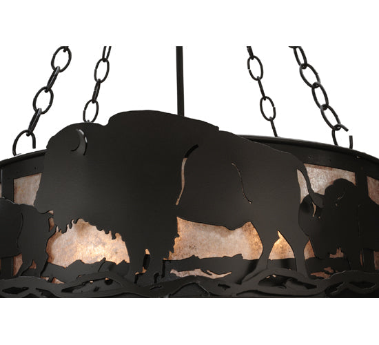 Meyda Lighting Buffalo 24" 5-Light Timeless Bronze Inverted Pendant Light With Silver Mica Shade Glass