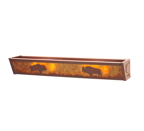 Meyda Lighting Buffalo 30" 4-Light Rust Vanity Light With Amber Mica Shade Glass