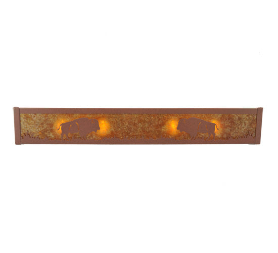 Meyda Lighting Buffalo 30" 4-Light Rust Vanity Light With Amber Mica Shade Glass