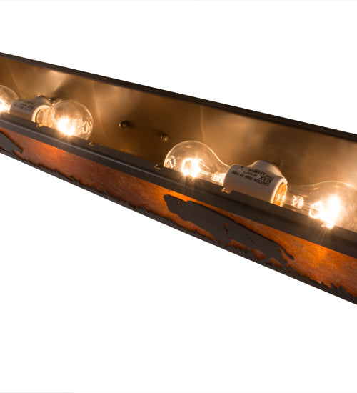 Meyda Lighting Buffalo 30" 4-Light Timeless Bronze Vanity Light With Amber Mica Shade Glass