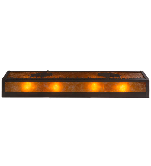 Meyda Lighting Buffalo 30" 4-Light Timeless Bronze Vanity Light With Amber Mica Shade Glass