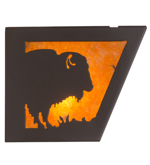 Meyda Lighting Buffalo 30" 4-Light Timeless Bronze Vanity Light With Amber Mica Shade Glass