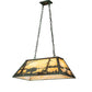 Meyda Lighting Buffalo 33" 6-Light Antique Copper Verdigris Island Pendant Light With Beige Art Shade Glass
