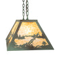 Meyda Lighting Buffalo 33" 6-Light Antique Copper Verdigris Island Pendant Light With Beige Art Shade Glass