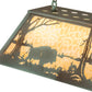 Meyda Lighting Buffalo 33" 6-Light Antique Copper Verdigris Island Pendant Light With Beige Art Shade Glass