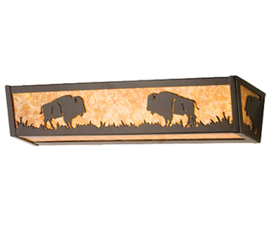 Meyda Lighting Buffalo 36" 6-Light Timeless Bronze Vanity Light With Amber Mica Shade Glass