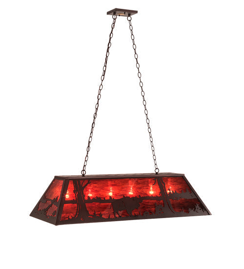 Meyda Lighting Buffalo 48" 6-Light Mahogany Bronze Island Pendant Light With Maduro Idalight Shade