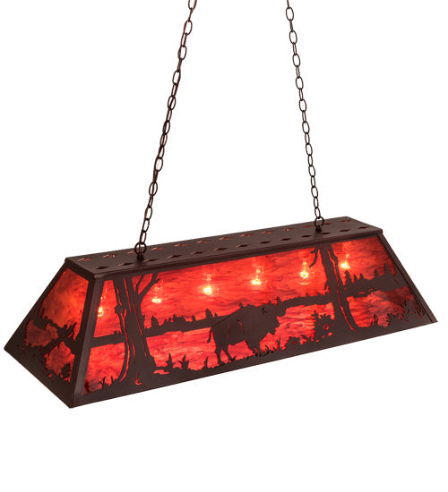 Meyda Lighting Buffalo 48" 6-Light Mahogany Bronze Island Pendant Light With Maduro Idalight Shade