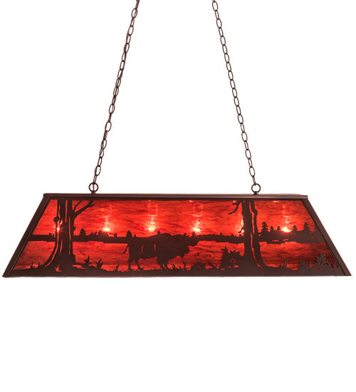 Meyda Lighting Buffalo 48" 6-Light Mahogany Bronze Island Pendant Light With Maduro Idalight Shade