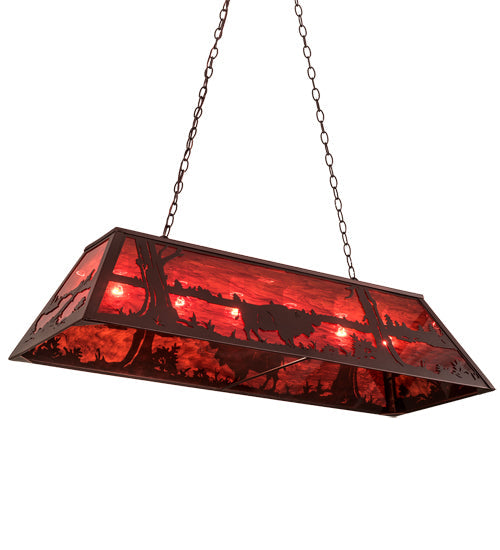 Meyda Lighting Buffalo 48" 6-Light Mahogany Bronze Island Pendant Light With Maduro Idalight Shade