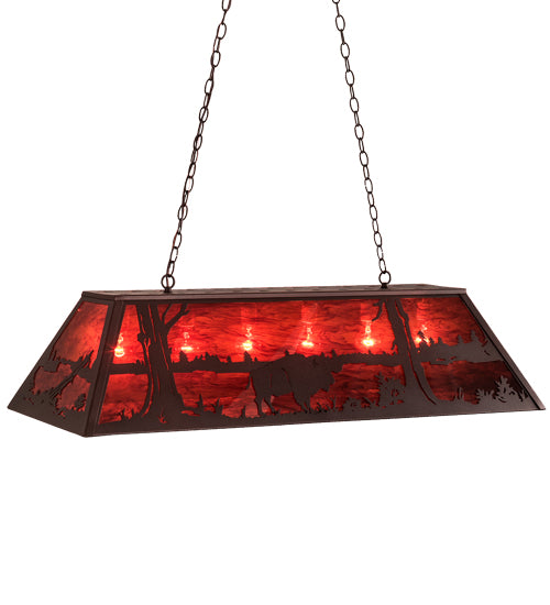 Meyda Lighting Buffalo 48" 6-Light Mahogany Bronze Island Pendant Light With Maduro Idalight Shade