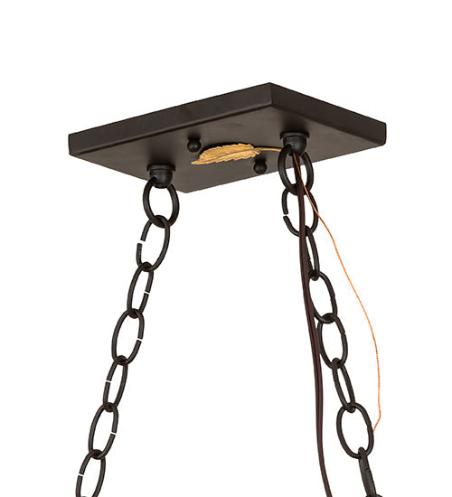 Meyda Lighting Buffalo 48" 6-Light Oil Rubbed Bronze Island Pendant Ligh With Amber Mica Shade Glass