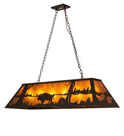 Meyda Lighting Buffalo 48" 6-Light Oil Rubbed Bronze Island Pendant Ligh With Amber Mica Shade Glass