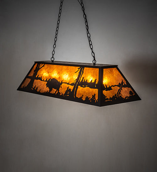 Meyda Lighting Buffalo 48" 6-Light Oil Rubbed Bronze Island Pendant Ligh With Amber Mica Shade Glass