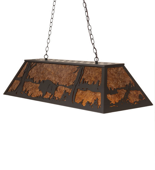 Meyda Lighting Buffalo 48" 6-Light Oil Rubbed Bronze Island Pendant Ligh With Amber Mica Shade Glass