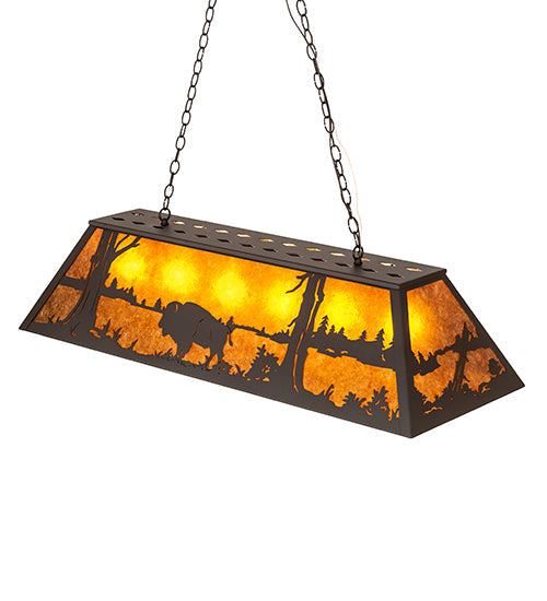 Meyda Lighting Buffalo 48" 6-Light Oil Rubbed Bronze Island Pendant Ligh With Amber Mica Shade Glass