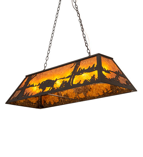 Meyda Lighting Buffalo 48" 6-Light Oil Rubbed Bronze Island Pendant Ligh With Amber Mica Shade Glass