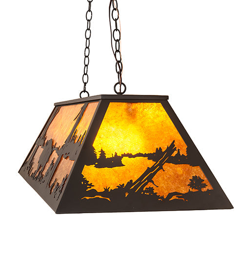 Meyda Lighting Buffalo 48" 6-Light Oil Rubbed Bronze Island Pendant Ligh With Amber Mica Shade Glass