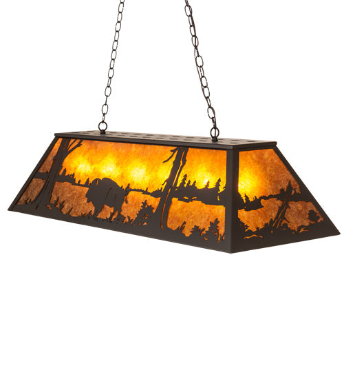 Meyda Lighting Buffalo 48" 6-Light Oil Rubbed Bronze Island Pendant Ligh With Amber Mica Shade Glass