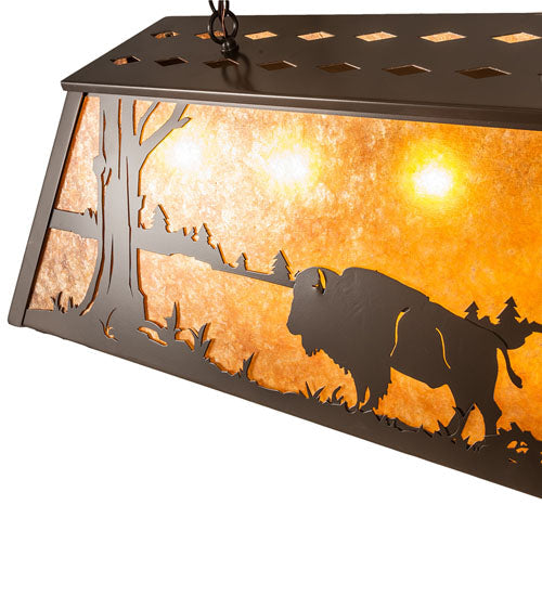 Meyda Lighting Buffalo 48 6-Light Timeless Bronze Island Pendant Light With Amber Mica Shade Glass