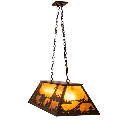 Meyda Lighting Buffalo 48 6-Light Timeless Bronze Island Pendant Light With Amber Mica Shade Glass