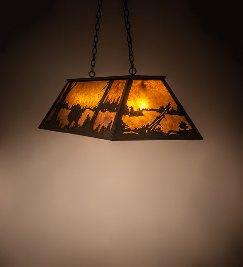 Meyda Lighting Buffalo 48 6-Light Timeless Bronze Island Pendant Light With Amber Mica Shade Glass