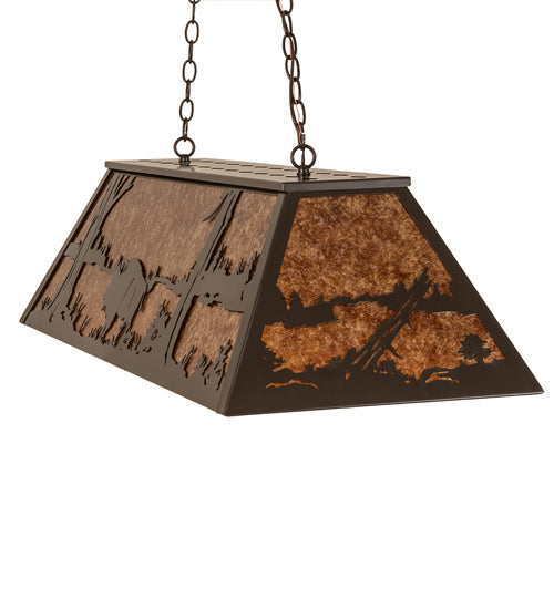 Meyda Lighting Buffalo 48 6-Light Timeless Bronze Island Pendant Light With Amber Mica Shade Glass