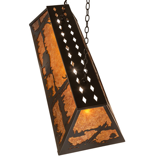 Meyda Lighting Buffalo 48 6-Light Timeless Bronze Island Pendant Light With Amber Mica Shade Glass