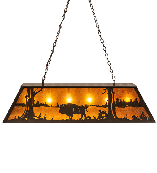 Meyda Lighting Buffalo 48 6-Light Timeless Bronze Island Pendant Light With Amber Mica Shade Glass