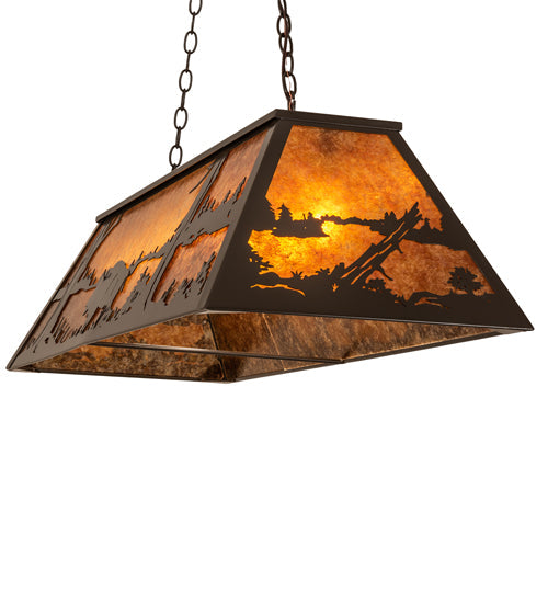 Meyda Lighting Buffalo 48 6-Light Timeless Bronze Island Pendant Light With Amber Mica Shade Glass