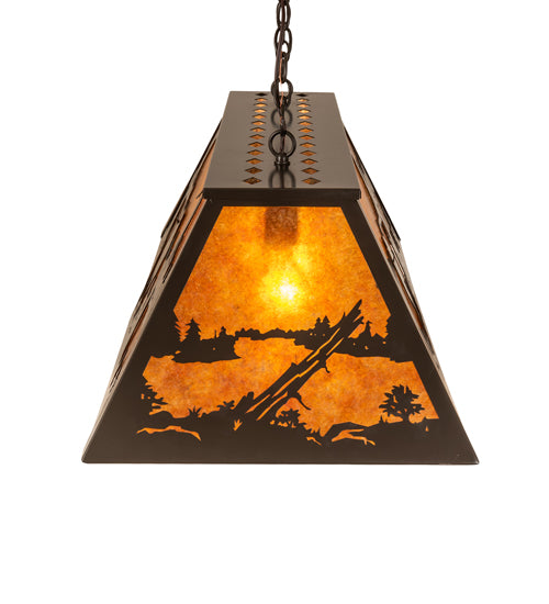 Meyda Lighting Buffalo 48 6-Light Timeless Bronze Island Pendant Light With Amber Mica Shade Glass