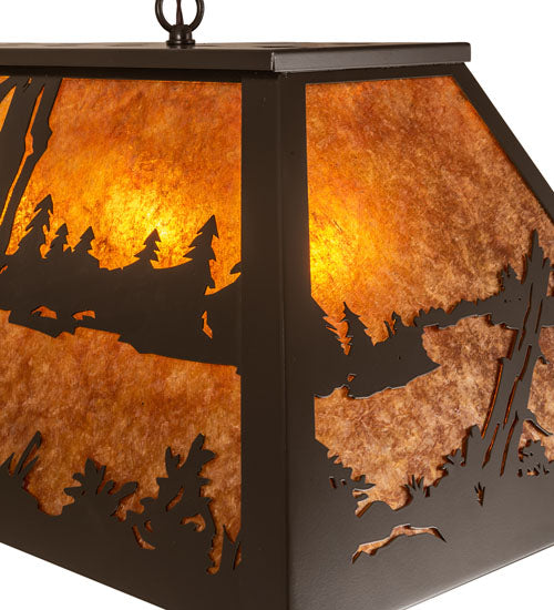 Meyda Lighting Buffalo 48 6-Light Timeless Bronze Island Pendant Light With Amber Mica Shade Glass