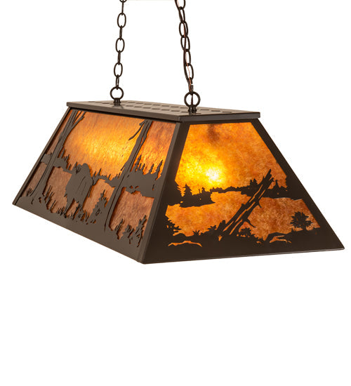 Meyda Lighting Buffalo 48 6-Light Timeless Bronze Island Pendant Light With Amber Mica Shade Glass