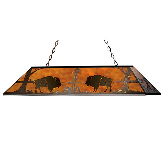 Meyda Lighting Buffalo 60" 9-Light Timeless Bronze Island Pendant Light With Amber Mica Shade Glass