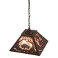 Meyda Lighting Buffalo at Dawn 22" 2-Light Cafe Noir Pendant Light With Violet Shade Glass