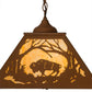 Meyda Lighting Buffalo at Dawn 22" 2-Light Earth Pendant Light With Beige Art Shade Glass