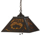 Meyda Lighting Buffalo at Dawn 22" 2-Light Timeless Bronze Pendant Light With Amber Mica Shade Glass