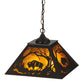 Meyda Lighting Buffalo at Dawn 22" 2-Light Timeless Bronze Pendant Light With Amber Mica Shade Glass