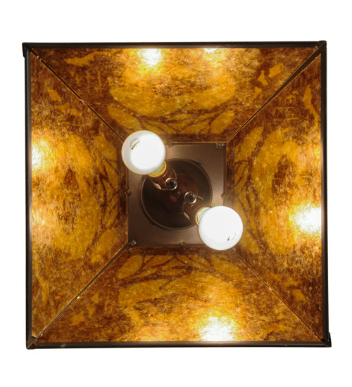 Meyda Lighting Buffalo at Dawn 22" 2-Light Timeless Bronze Pendant Light With Amber Mica Shade Glass