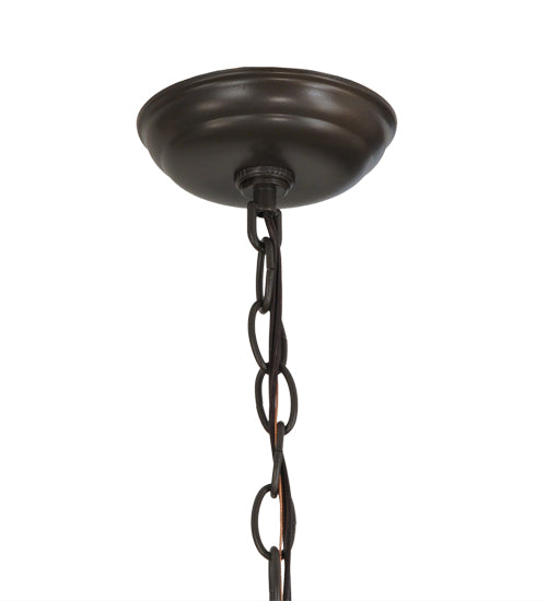 Meyda Lighting Buffalo at Dawn 22" 2-Light Timeless Bronze Pendant Light With Amber Mica Shade Glass