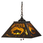 Meyda Lighting Buffalo at Dawn 22" 2-Light Timeless Bronze Pendant Light With Amber Mica Shade Glass
