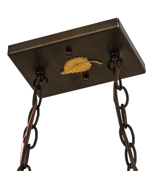 Meyda Lighting Buffalo at Lake 33" 6-Light Antique Copper Island Pendant Light With Silver Mica Shade Glass