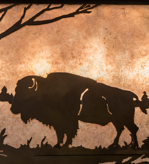 Meyda Lighting Buffalo at Lake 33" 6-Light Antique Copper Island Pendant Light With Silver Mica Shade Glass