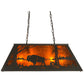 Meyda Lighting Buffalo at Lake 33" 6-Light Timeless Bronze Island Pendant Light With Amber Mica Shade Glass