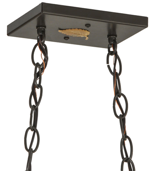 Meyda Lighting Buffalo at Lake 33" 6-Light Timeless Bronze Island Pendant Light With Amber Mica Shade Glass