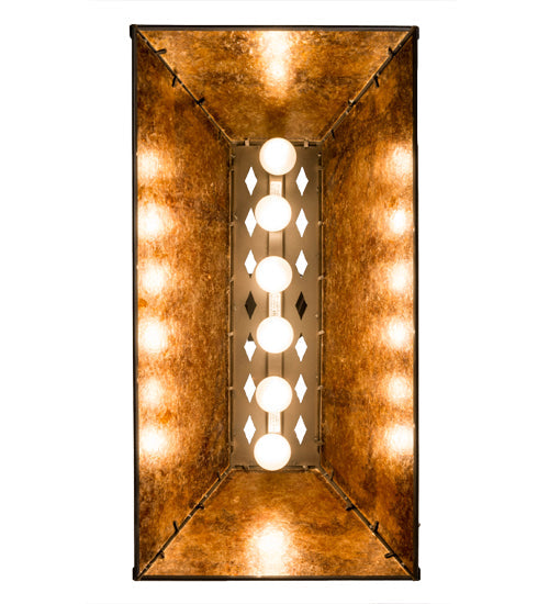 Meyda Lighting Buffalo at Lake 33" 6-Light Timeless Bronze Island Pendant Light With Amber Mica Shade Glass