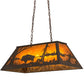 Meyda Lighting Buffalo at Lake 33" 6-Light Timeless Bronze Island Pendant Light With Amber Mica Shade Glass