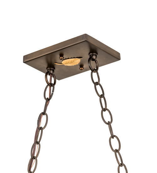 Meyda Lighting Buffalo at Lake 48" 6-Light Antique Copper Island Pendant Light With Silver Mica Shade Glass