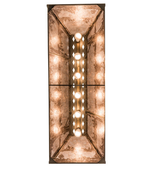 Meyda Lighting Buffalo at Lake 48" 6-Light Antique Copper Island Pendant Light With Silver Mica Shade Glass