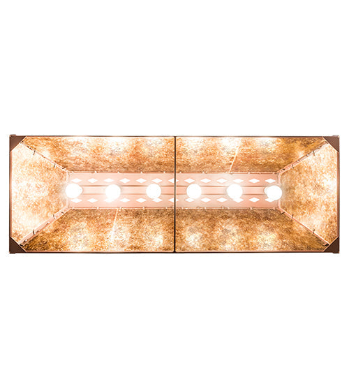 Meyda Lighting Buffalo at Lake 48" 6-Light Rust Island Pendant Light With Amber Mica Shade Glass